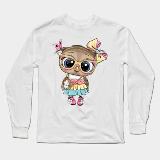 Cute fashion owl in a dress Long Sleeve T-Shirt